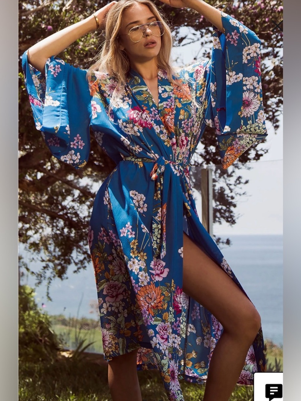 In Bloom by Jonquil Floral Kimono Robe size M/L - Picture 4 of 5